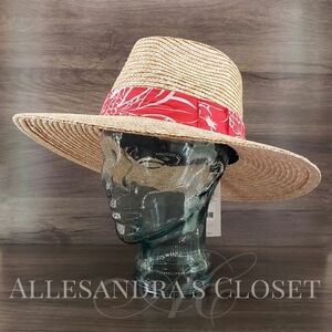 Brixton Jonna Hat Sun Hat Honey Aloha Red Woven Wheat Straw Wide Brim Vacation